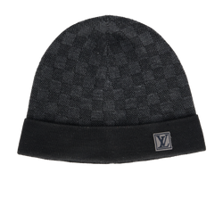 Louis Vuitton Petit Damier Beanie, Wool, Black/Grey, MII, B, 3*
